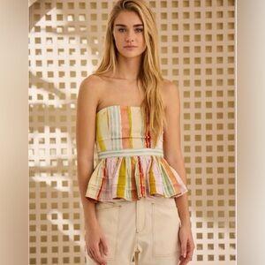 Hunter‎ Bell Strapless Fitted Bustier Vera Top Abstract Stripe, Size 6, NWT